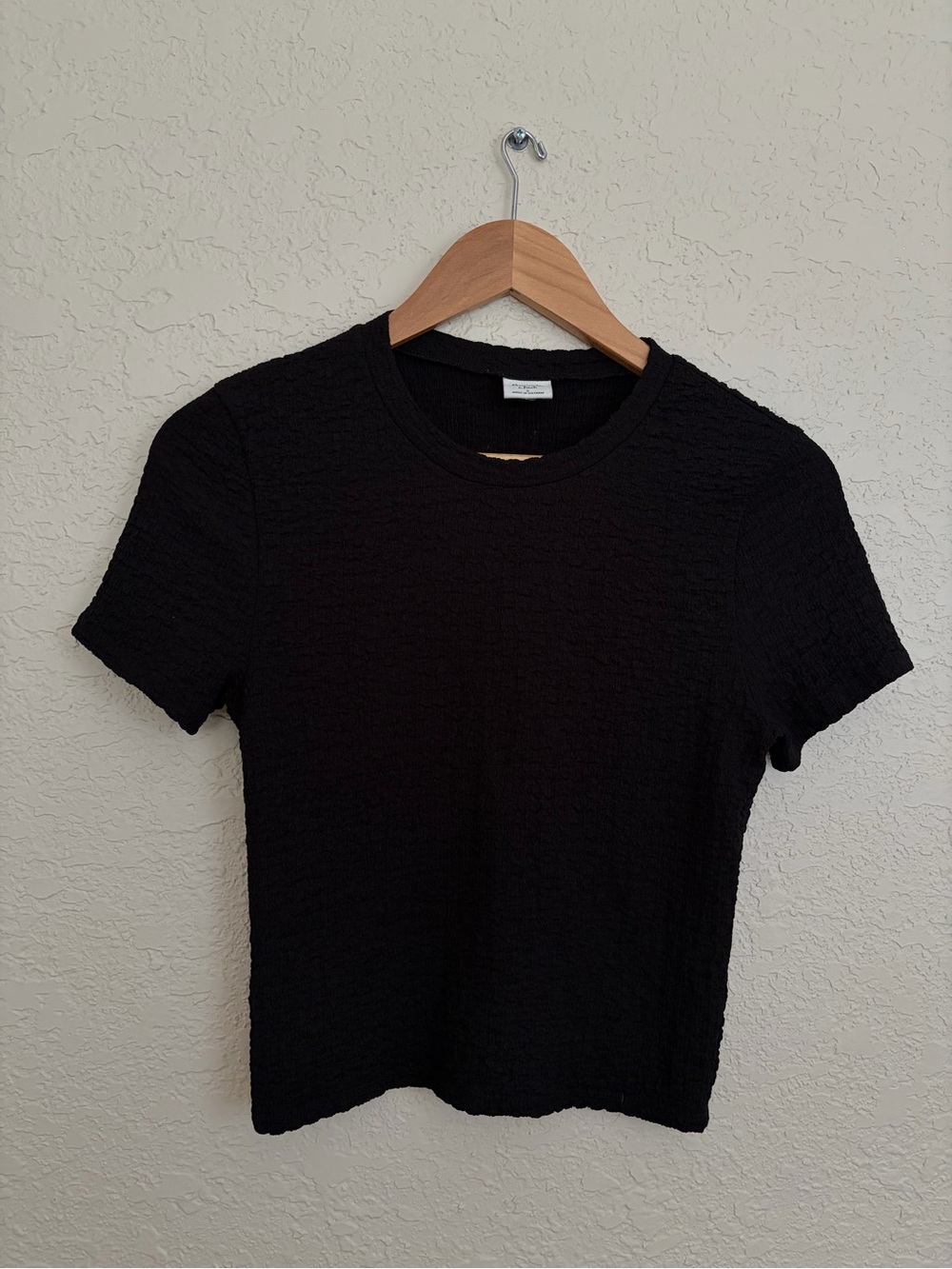 Abercrombie & Fitch Black Textured Short Sleeve Top Size Small